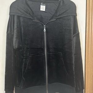 Felina Black. Velour NEW Zip Up Jacket XL